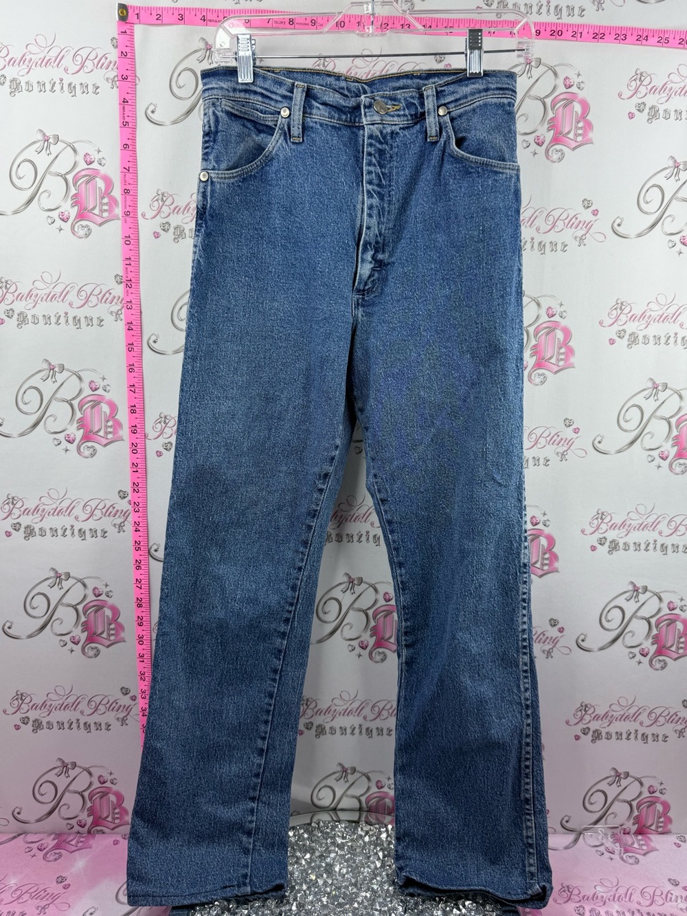 Wrangler jeans pants blue light Jeans in Blue Denim vintage red emblem pocket
